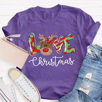 Festive Holiday Love Graphic Tee, Christmas Polka Dot Love Letters Shirt, Adorable Xmas Typography T-Shirt, Womens Christmas Present