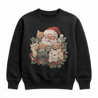 Retro Cat Lover Christmas Sweatshirt, Santa Claus and Kittens Sweatshirt, Holiday Kitten Crewneck, Vintage Xmas Pullover, Cat Sweatshirt