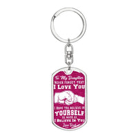 Fist Bump Love Quote Keyring, To My Daughter Dog Tag Keychain, Surgical Steel Daughter Keychain, Birthday Christmas Present from Dad