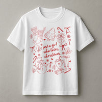 Coquette Christmas Tee, Just a Girl Who Loves Christmas T-Shirt, Adorable Girly Holiday Graphic Shirt, Christmas Aesthetic Present for Her