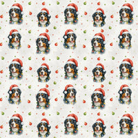 Santa Hat Dog Gift Wrap, Bernese Mountain Dog Christmas Wrapping Paper, Berner Holiday Wrapping Paper, Dog Lover Xmas Present Paper