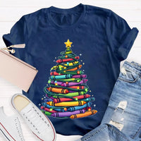 Holiday Graphic Tee, Christmas Tree Colored Pens T-Shirt, Art Teacher Christmas Shirt, Colorful Pen Xmas Tree Tee, Festive Artist Shirt