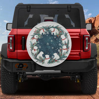 Arctic Holiday Tire Cover, Polar Bear Christmas Wreath Spare Tire Cover, Winter Xmas Spare Tire Cover, Festive SUV Jeep RV Decor Present