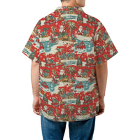 Santa Claus Beach Button Up Shirt, Tropical Christmas Hawaiian Shirt, Humorous Holiday Hawaiian Shirt, Tropical Santa Graphic Shirt, Xmas Present