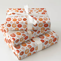 Watercolor Snowflake Wrapping Paper, Dried Orange Wrapping Paper, Rustic Holiday Wrapping Paper, Christmas Gift Wrap Roll