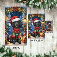 Santa Hat Holiday Dog Flag, Black Cocker Spaniel Christmas Garden Flag, Double-Sided Winter Pet Garden Flag, Cocker Spaniel Lover Present