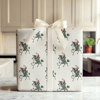 Vintage Horse Holiday Gift Wrap, Santa Claus Equestrian Christmas Wrapping Paper, Retro Country Wrapping Paper Roll, Equine Lover Gift Wrap