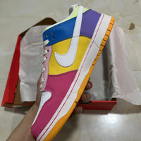Low Top Sneakers, White Yellow Pink Colorway, Lace Up Design, Casual Gift for Sneaker Fans