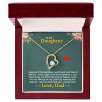 Forever Love Heart Pendant Necklace, Daughter Necklace from Dad, 14K White Gold Finish Jewelry Necklace, Birthday Christmas Present for Her