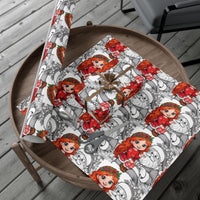 Adorable Holiday Gift Wrap Roll, Santa and Girl Christmas Wrapping Paper, Festive Present Paper for Kids, Xmas Gift Wrapping Paper Roll
