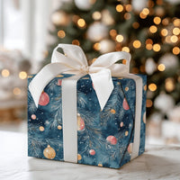 Dark Teal Christmas Gift Wrap, Red and Gold Ornament Wrapping Paper, Watercolor Pine Branch Wrapping Paper, Holiday Present Wrapping Paper