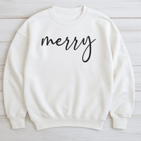 Minimalist Script Holiday Crewneck, Merry Christmas Sweatshirt, Festive Winter Aesthetic Pullover, Xmas Present for Women and Men