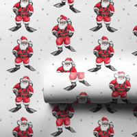 Underwater Christmas Gift Wrap, Scuba Diving Santa Wrapping Paper, Humorous Diver Holiday Wrapping Paper, Ocean Theme Christmas Gift Wrap Roll