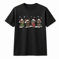 Santa Hat Wiener Dog Tee, Christmas Dachshund Shirt, Reindeer Antler Dachshund Graphic Tee, Holiday Dog Lover T-Shirt, Xmas Present