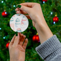 Pastel Winter Holiday Keepsake, Adorable Snowman Christmas Ornament, Glossy Ceramic Tree Ornament, Festive Xmas Decor, Family Christmas Present