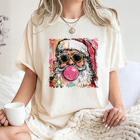 Retro Bubblegum Santa Shirt, Cool Santa Bubble Gum T-Shirt, Humorous Pink Bubble Santa Graphic Tee, Vintage Christmas T-Shirt, Holiday Present