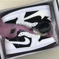Low Top Sneakers, White Black Colorway, Reverse Hook Design, Lace Up Design, Casual Gift for Sneaker Fans