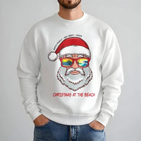 Tropical Santa Sunglasses Crewneck, Personalized Christmas Beach Sweatshirt, Custom Holiday Vacation Sweater, Family Travel Present