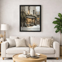 Snowy Winter Street Oil Painting Canvas Wall Art, Vintage Toy Shop Canvas Print, Comfy Christmas Scene Decor, Nostalgic Holiday Canvas