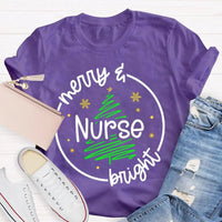 Healthcare RN Holiday Graphic Tee, Merry Nurse Bright Christmas Tree Shirt, Medical Staff Christmas T-Shirt, Nurse Holiday Season Present