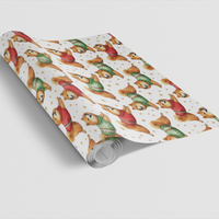 Running Dog Sweater Christmas Gift Wrap, Watercolor Shiba Inu Wrapping Paper, Puppy Holiday Wrapping Paper, Adorable Dog Lover Xmas Gift Wrap