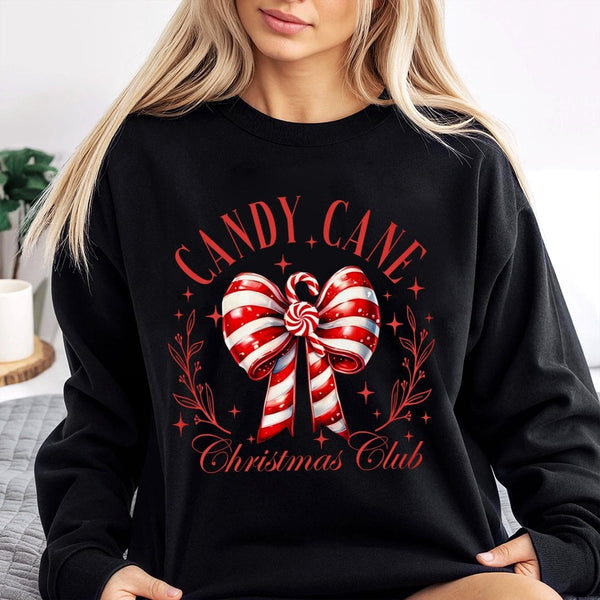Holiday Ribbon Sweatshirt, Candy Cane Christmas Club Sweatshirt, Festive Winter Sweatshirt, Comfy Xmas Crewneck Sweater, Holi
