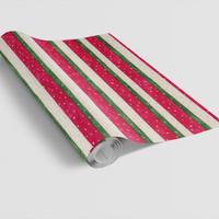 Red and Green Wavy Gift Wrap, Candy Ribbon Snowfall Wrapping Paper, Festive Holiday Present Paper, Whimsical Christmas Package Wrap Roll