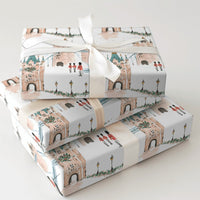 Watercolor UK Christmas Gift Wrap, London Tower Bridge Wrapping Paper, British London Holiday Wrapping Paper, Anglophile Travel Present Wrap
