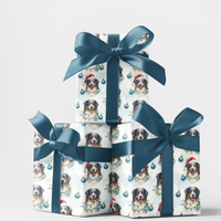 Santa Dog Wrapping Paper, Australian Shepherd Christmas Wrapping Paper, Aussie Holiday Gift Wrap, Dog Lover Wrapping Paper, Adorable Pet Wrap