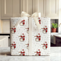 Vintage Drummer Christmas Gift Wrap, Drumming Santa Wrapping Paper, Musician Holiday Wrapping Paper, Music Lover Xmas Gift Wrap Roll