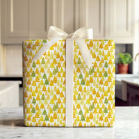 Gold Green Pine Tree Wrapping Paper, Watercolor Christmas Tree Wrapping Paper, Modern Holiday Wrapping Paper, Forest Winter Gift Wrap Roll