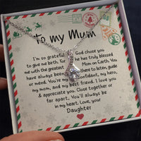 14k White Gold Finish Pendant, Cubic Zirconia Ribbon Necklace for Mum, Daughter to Mum Jewelry Present, Sentimental Christmas Present