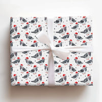 Watercolor Santa Hat Bird Gift Wrap Roll, Pigeon Christmas Wrapping Paper, Whimsical Holiday Wrapping Paper, Urban Bird Lover Gift Wrap