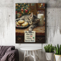 Adorable Cat Wish Quote Canvas Print, Sleeping Kitten Christmas Canvas Art, Holiday Cat Lover Canvas Decor, Pet Digital Download Present