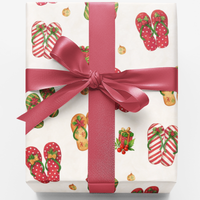 Beach Holiday Gift Wrap, Tropical Christmas Flip Flop Wrapping Paper, Coastal Xmas Gift Wrapping Paper, Summer Holiday Present Paper Roll