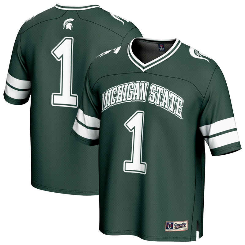 #1 Michigan State Spartans Lightweight Collegiate Football Fashion Jersey - Green