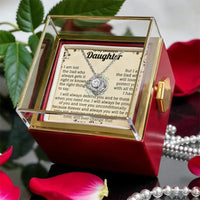 Sentiment Card Knot Necklace, To My Daughter Love Knot Necklace, CZ Crystal Love Knot Pendant, Christmas Present for Daughter, Birthday Jewelry