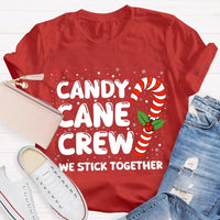Matching Holiday Crew Shirt, We Stick Together Christmas Candy Cane T-Shirt, Adorable Candy Cane Graphic Tee, Winter Christmas Group Tee