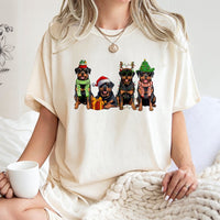 Festive Dog Mom Holiday Shirt, Rottweiler Christmas T-Shirt, Adorable Dog Lover Graphic Tee, Xmas Pet Owner T-Shirt, Holiday Dog Lover Present