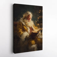 Classical Santa Painting Canvas Print, Vintage Santa Claus Canvas Wall Art, Christmas Holiday Canvas Decor, Retro Santa Xmas Portrait Present