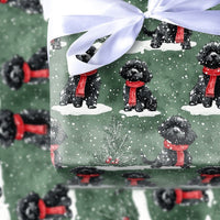 Festive Holiday Dog Wrapping Paper, Black Poodle Christmas Wrapping Paper, Winter Scarf Puppy Gift Wrap, Dog Gift Wrap, Dog Lover Xmas Present