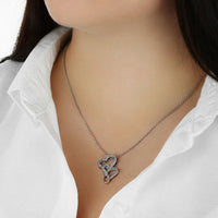Intertwined Heart Pendant, Daughter Double Heart Necklace from Dad, 14K White Gold Finish Hearts Jewelry, Christmas Present for Daughter