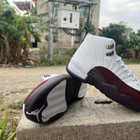 Sneakers, White Burgundy Colorway, Lace Up Design, Casual Gift for Sneaker Fans