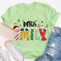 Custom Name Teacher Shirt, Personalized Christmas Teacher T-Shirt, Holiday School Educator Graphic Tee, Xmas Teacher Appreciation Present Tee