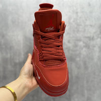 Mid Top Sneakers, Red Colorway, Lace Up Design, Casual Gift for Sneaker Fans
