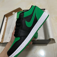 Low Top Sneakers, Black Green Colorway, Lace Up Design, Casual Gift for Sneaker Fans