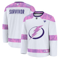 Tampa Bay Lightning White Hockey Fights Cancer Survivor Practice Jersey