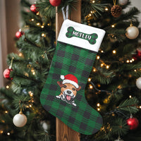 Green Buffalo Plaid Pet Stocking, Personalized Dog Christmas Stocking, Custom Puppy Christmas Stocking, Holiday Dog Lover Mantle Decor Present