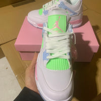 Mid Top Sneakers, White Pink Green Colorway, Valentine Design, Lace Up Design, Casual Gift for Sneaker Fans