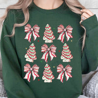Coquette Bow Holiday Crewneck, Christmas Tree Cake Sweatshirt, Aesthetic Xmas Tree Snack Sweatshirt, Vintage Winter Pullover Sweatshirt